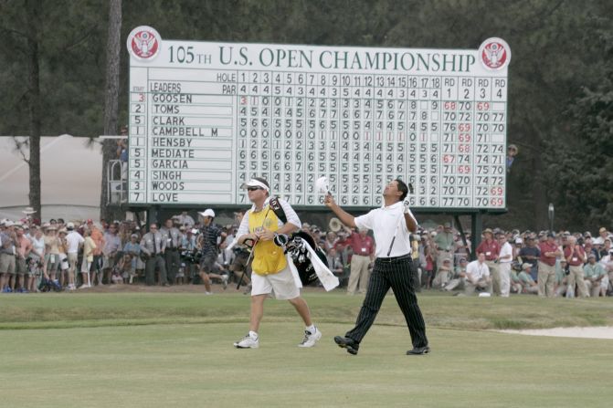 Campbell held off the challenge of Tiger Woods -- who already had nine majors to his name by then -- to win by two shots. He only made the tournament thanks to a birdie on his final hole of a qualifying tournament.