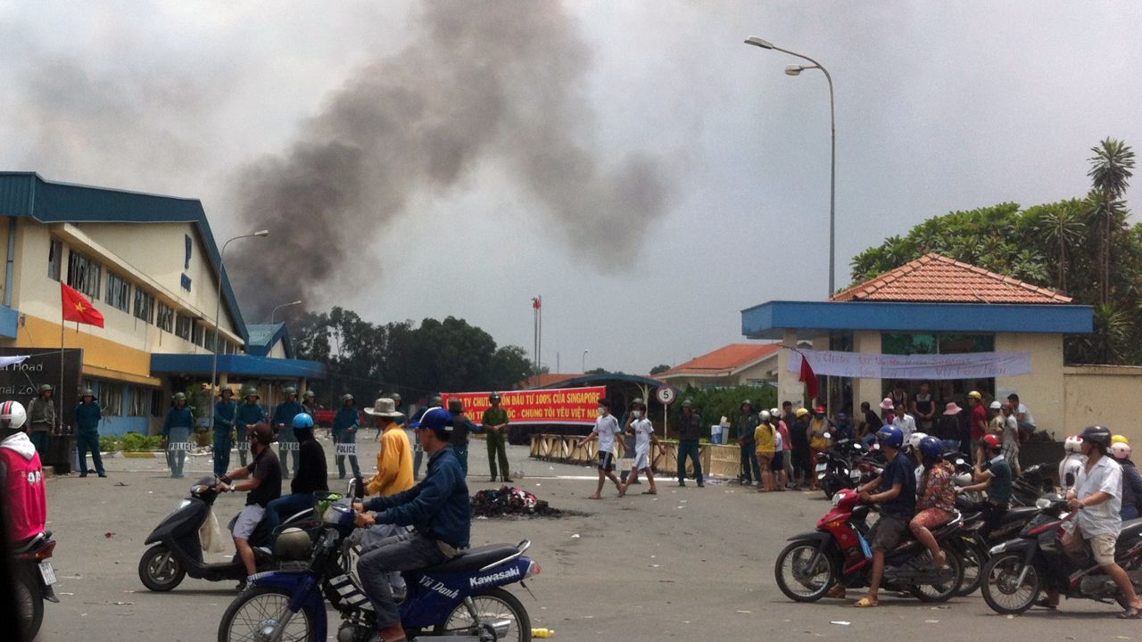 Factories burn in the wake of anti-China protests in Vietnam, the largest the country has seen in decades.
