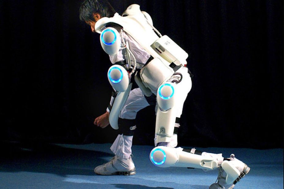 To help elderly and disabled people with lifting, Japanese company Cyberdyne developed a Hybrid Assistive Limb (HAL) suit, shown here.  