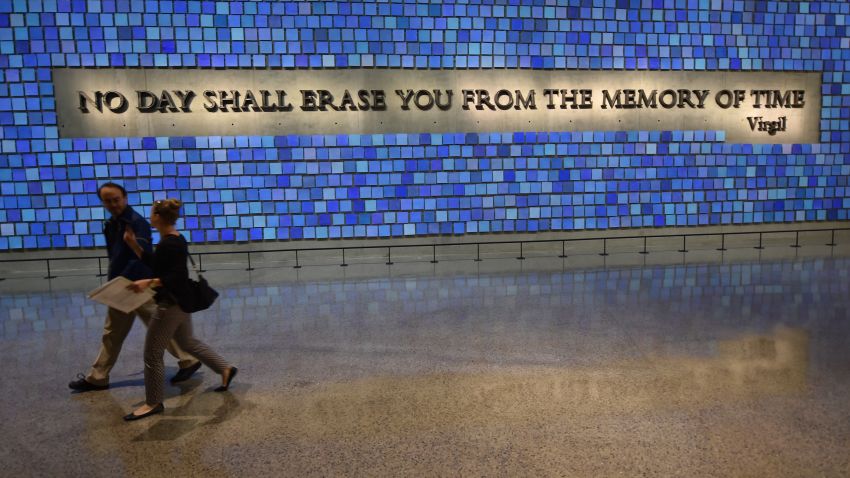 A quote from Virgil seen during a press preview of the National September 11 Memorial Museum at the World Trade Center site May 14, 2014 in New York. AFP PHOTO/Stan HONDA        (Photo credit should read STAN HONDA/AFP/Getty Images)