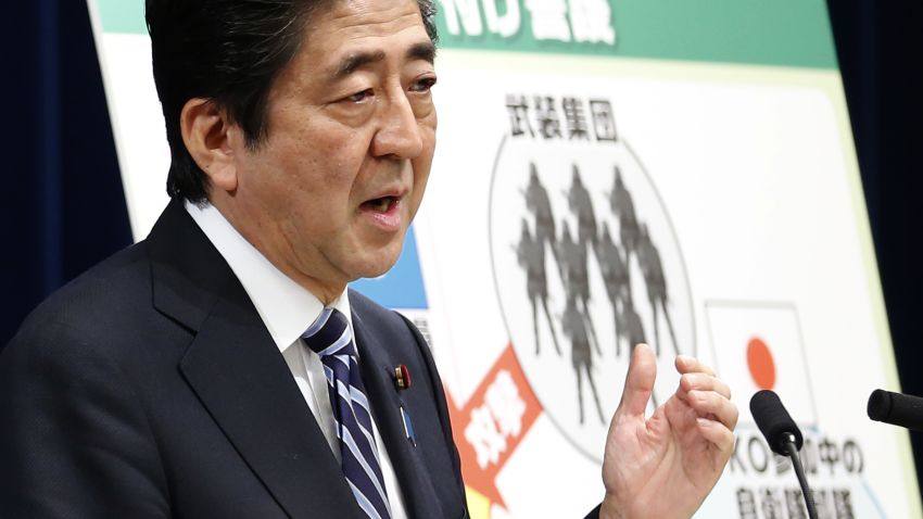 Japan's Prime Minister Shinzo Abe speaks during a press conference at the prime minister's official residence in Tokyo, Thursday, May 15, 2014.