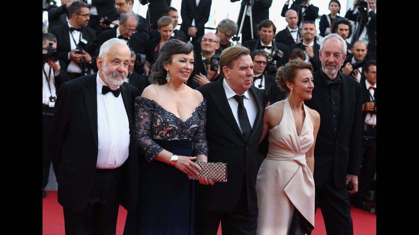 From left, "Mr. Turner" director Mike Leigh, actress Marion Bailey, actor Timothy Spall, actress Dorothy Atkinson and director of photography Dick Pope on May 15