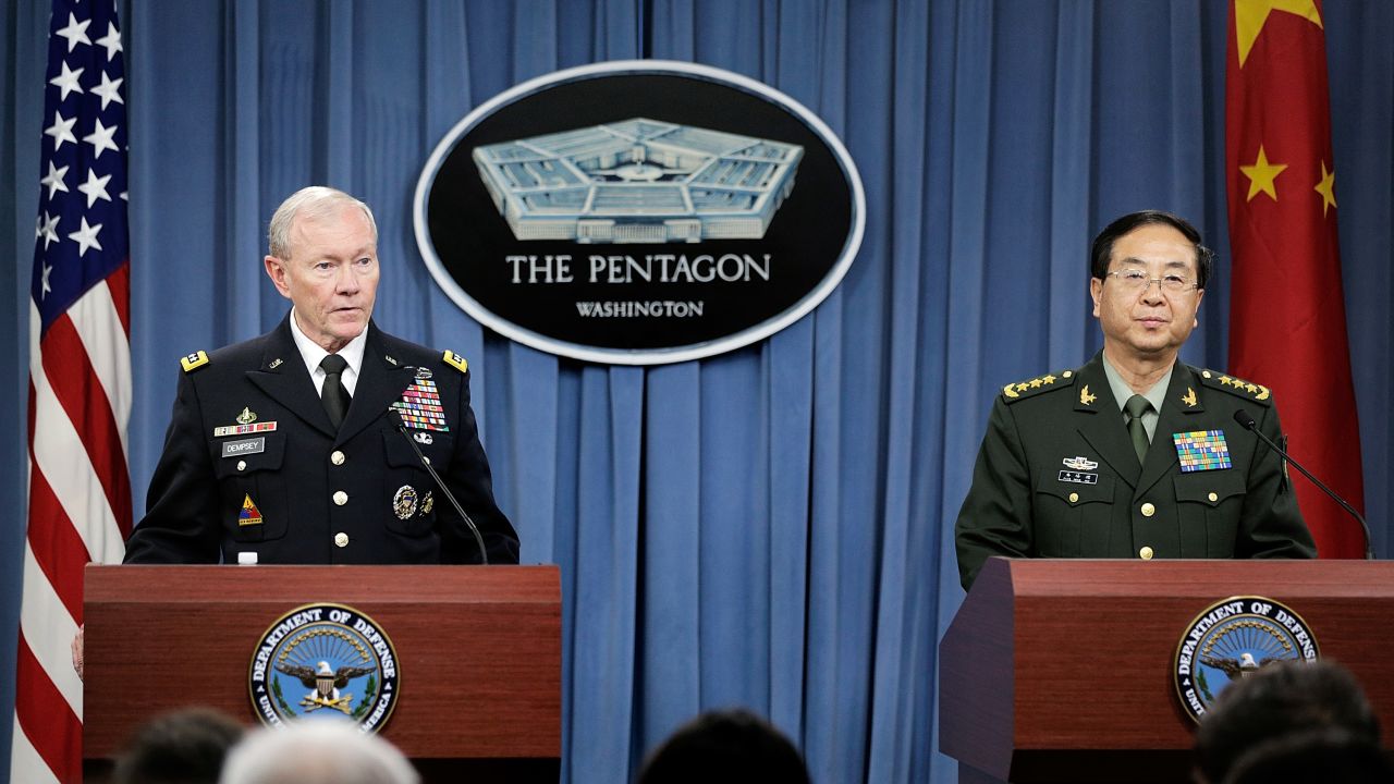 Joint Chiefs Chairman Gen. Martin Dempsey and his Chinese counterpart, Gen. Fang Fenghui, expressed opposing views of who is to blame for the broadening tensions. 