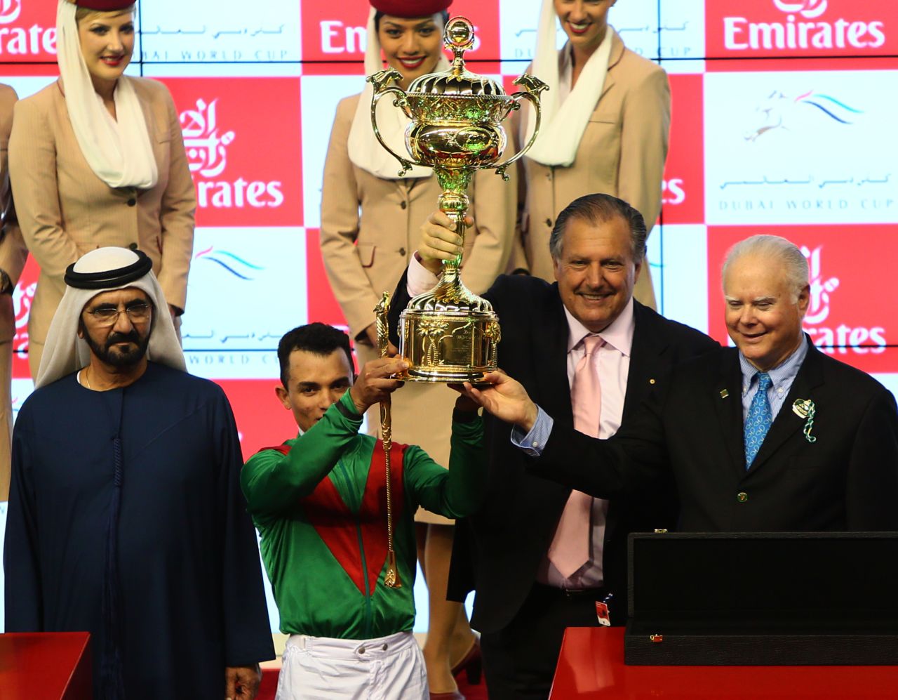 The Dubai World Cup triumph prompted Sheikh Mohammed Bin Rashid al-Maktoum (left) to buy a 29% stake in Animal Kingdom. 