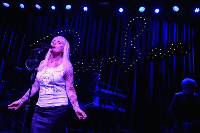 Blondie formed forty years ago, with Debbie Harry, pictured, as front-woman. "Heart of Glass" was its first big hit, in 1979, and the band followed up with chart-topping singles such as "Call Me" and "Rapture." Here, Harry performs on May 15, 2014 in New York City. Blondie released its latest album, "Ghosts of Download," this week. 