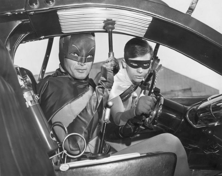 Adam West, left, and Burt Ward portrayed the Dynamic Duo in the wildly popular 1960s TV series "Batman."