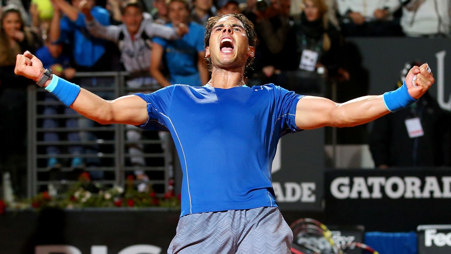 Top seed Rafael Nadal celebrates after defeating Andy Murray at the Rome Masters tournament on Friday. 