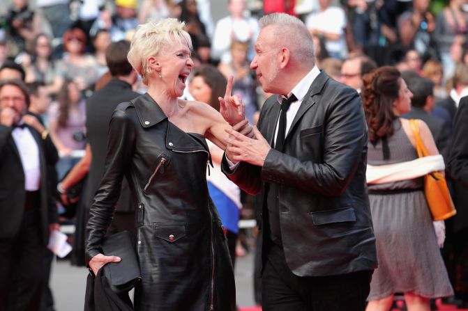 Actress Tonie Marshall and fashion designer Jean Paul Gaultier on May 17