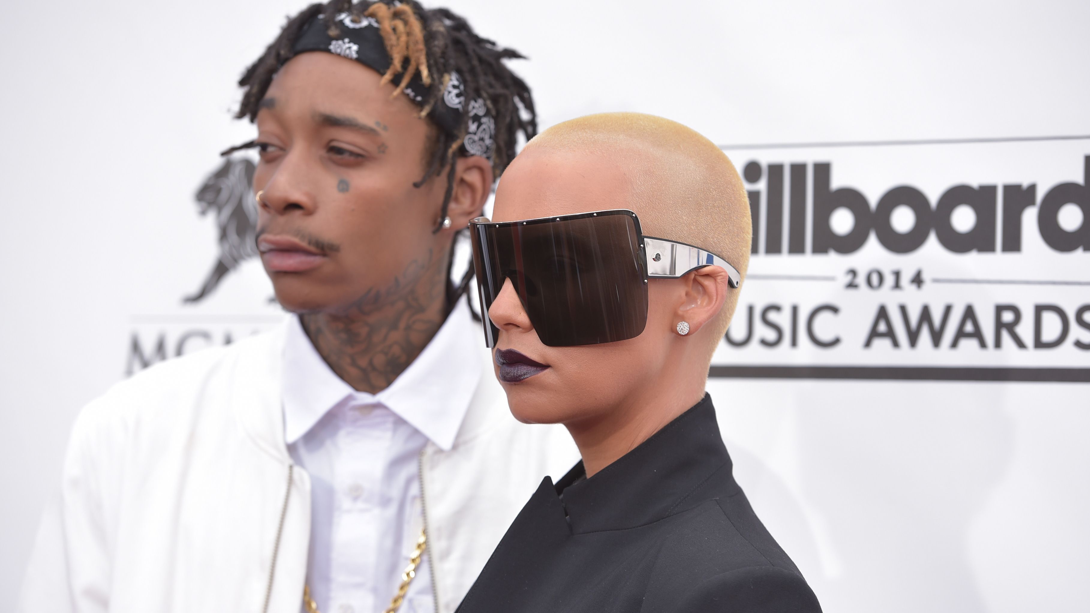 Wiz Khalifa and his wife Amber Rose on the red carpet of the 2014 Billboard Music Awards. 