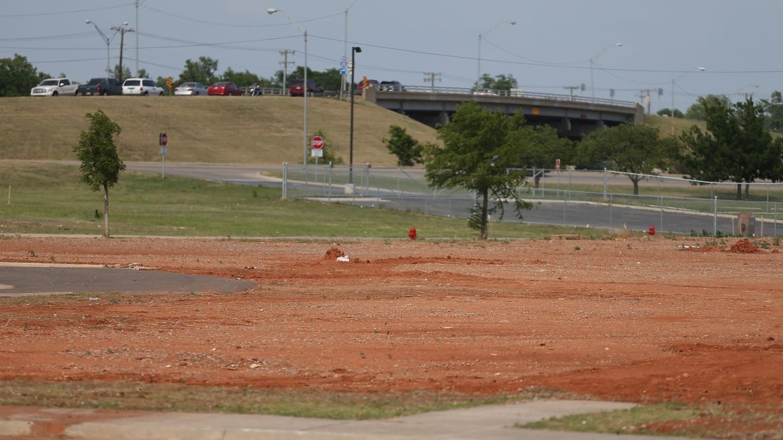 <strong>Now: </strong>An empty field remains at the site of the Moore Medical Center on May 18, 2014.