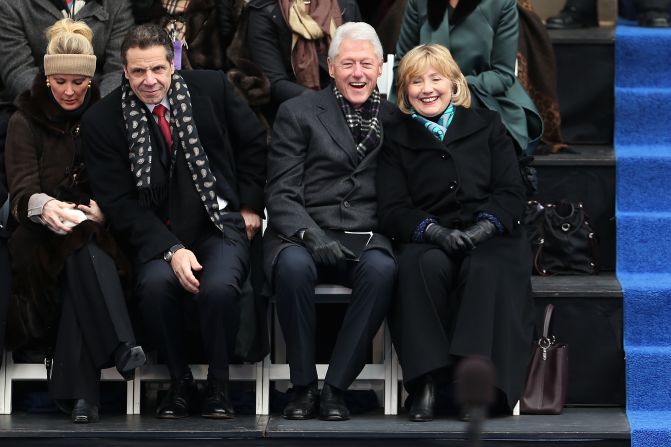 Former President Bill Clinton, center right, was notably embroiled in an office fling with former <a >White House intern Monica Lewinsky</a>, which became public in 1998. He and wife Hillary weathered the storm and other allegations of infidelity. 