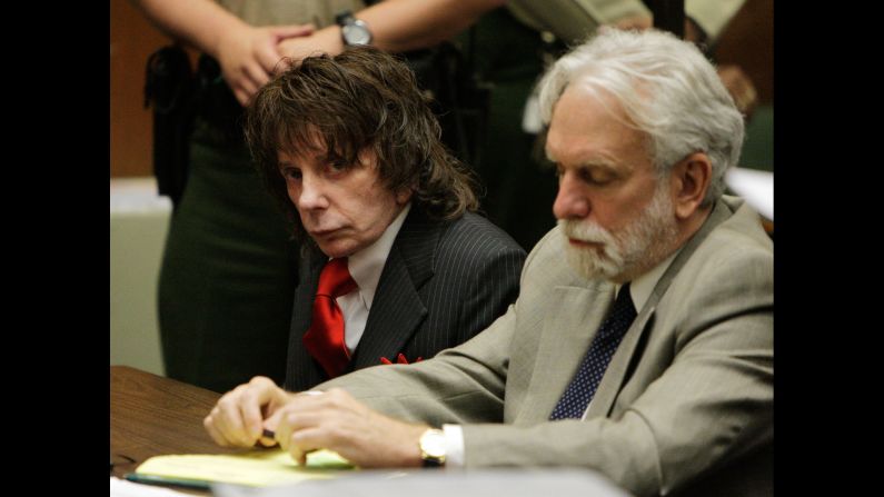 Music impresario Phil Spector, left, <a href="index.php?page=&url=http%3A%2F%2Fedition.cnn.com%2F2009%2FCRIME%2F05%2F29%2Fspector.sentencing%2F">was sentenced to 19 years to life in 2009 for the shooting death of actress Lana Clarkson. </a>