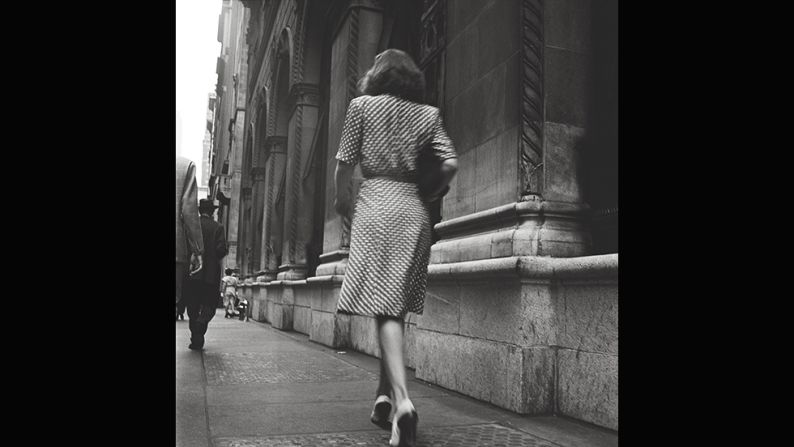 <em>Street Conversations -- Woman walking down the street, 1946</em><br /><br />Born in the Bronx in 1928, Kubrick later spent time photographing pedestrians in the borough. "It's very, very cinematic," says Ortner-Kreil. "Who is this lady and where is she going?"<br /><br />This, and all the other images in the exhibition, come from the archives of the  Museum of the City of New York. When <em>Look </em>magazine shut down in 1971, it donated its negatives, including Kubrick's, to that museum and the Library of Congress in Washington. 