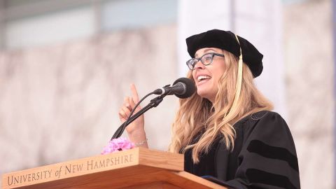The screenwriter and director of Disney's "Frozen" spoke at University of New Hampshire's commencement on May 17. Lee is a 1992 graduate of the school.