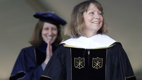 Jill Abramson, former executive editor of The New York Times, received an honorary doctorate during the commencement ceremony at Wake Forest University in Winston-Salem, North Carolina, on May 19. It was <a href="http://money.cnn.com/2014/05/19/news/companies/abramson-speech/">Abramson's first public appearance</a> since her dismissal from The New York Times.