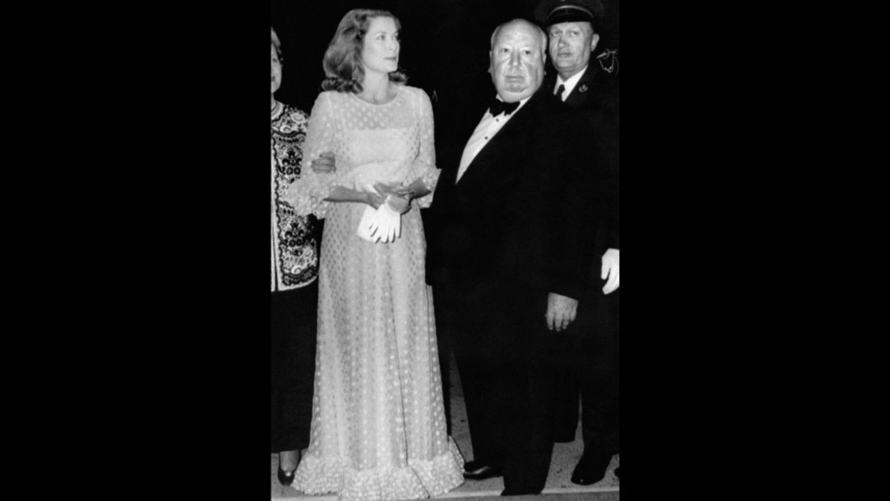 Grace Kelly poses with director Alfred Hitchcock during the 1972 Cannes Film Festival. The pair worked together on three films, "Dial M for Murder" (1954), "Rear window" (1954) and "To Catch a Thief" (1955) before she gave up her acting career at 25 to focus on her duties as Princess of Monaco. 