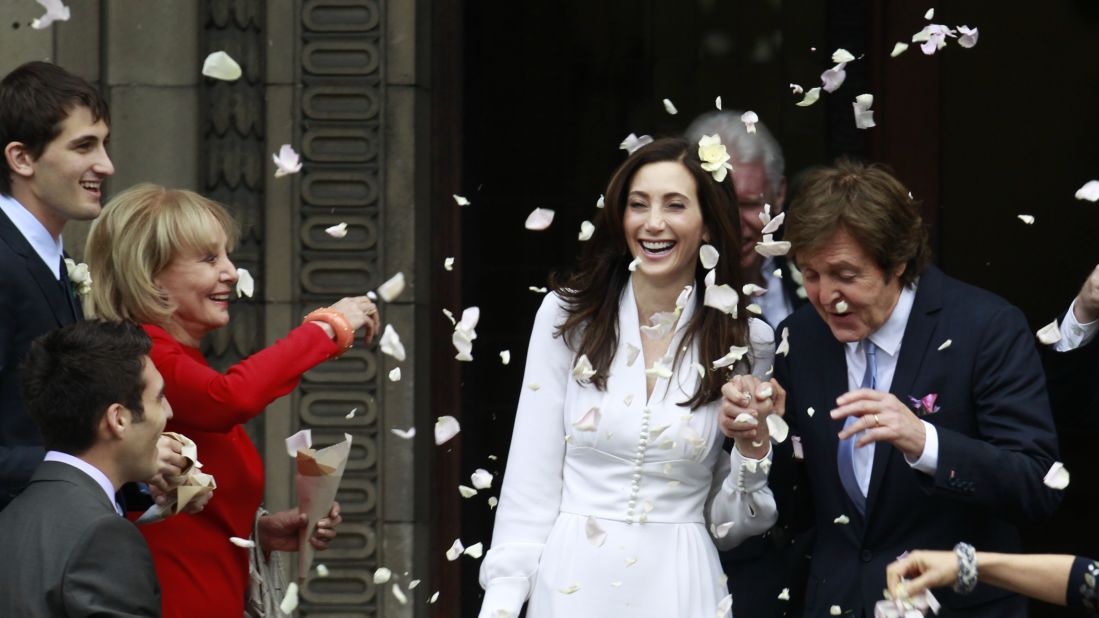Some celebrities came out (note Barbara Walters throwing rose petals) when former Beatle Paul McCartney married American heiress Nancy Shevell in London in 2011.  
