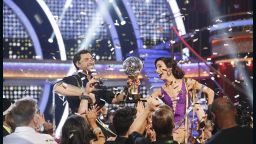 Meryl Davis and Maksim Chmerkovskiy are crowned  Season 18 champions on the "Dancing With the Stars." 