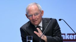German Finance Minister Wolfgang Schaeuble delivers a speech on April 9, 2014, in Berlin.