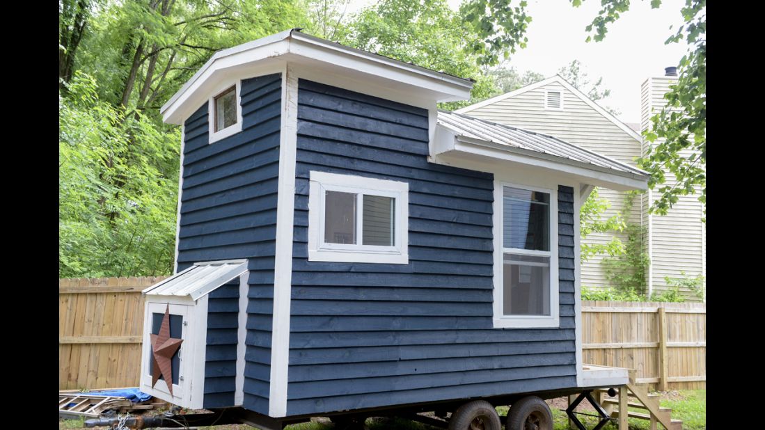 With the help of friends, family and the community of tiny house lovers, Sicily designed and built a 128-square foot house that can serve has a hangout space or living space.