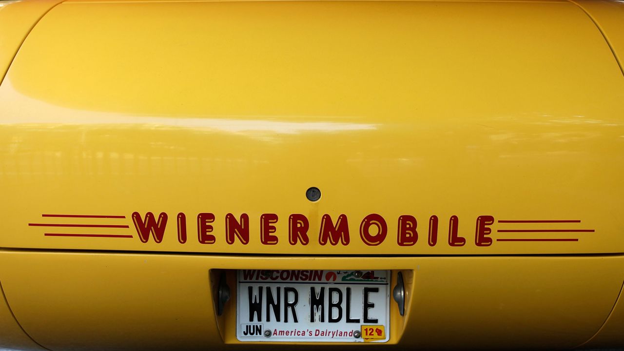 The Oscar Mayer Wienermoblie is seen in New York City during a celebration of its 75th birthday in 2011.
