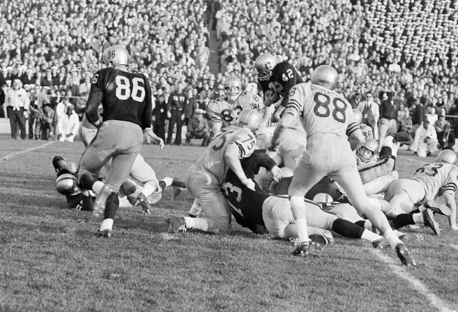 In 1963's thrilling Army-Navy game, Navy beat Army 21-15 behind Heisman Trophy-winning quarterback Roger Staubach. Today, the game is best remembered for the introduction of instant replay -- though many TV watchers <a href="index.php?page=&url=http%3A%2F%2Fwww.wired.com%2F2010%2F12%2F1207army-navy-game-first-instant-replay%2F" target="_blank" target="_blank">were unaware of the technology and slammed CBS' switchboard</a> in confusion. Now instant replay is a regular part of sports broadcasts. 