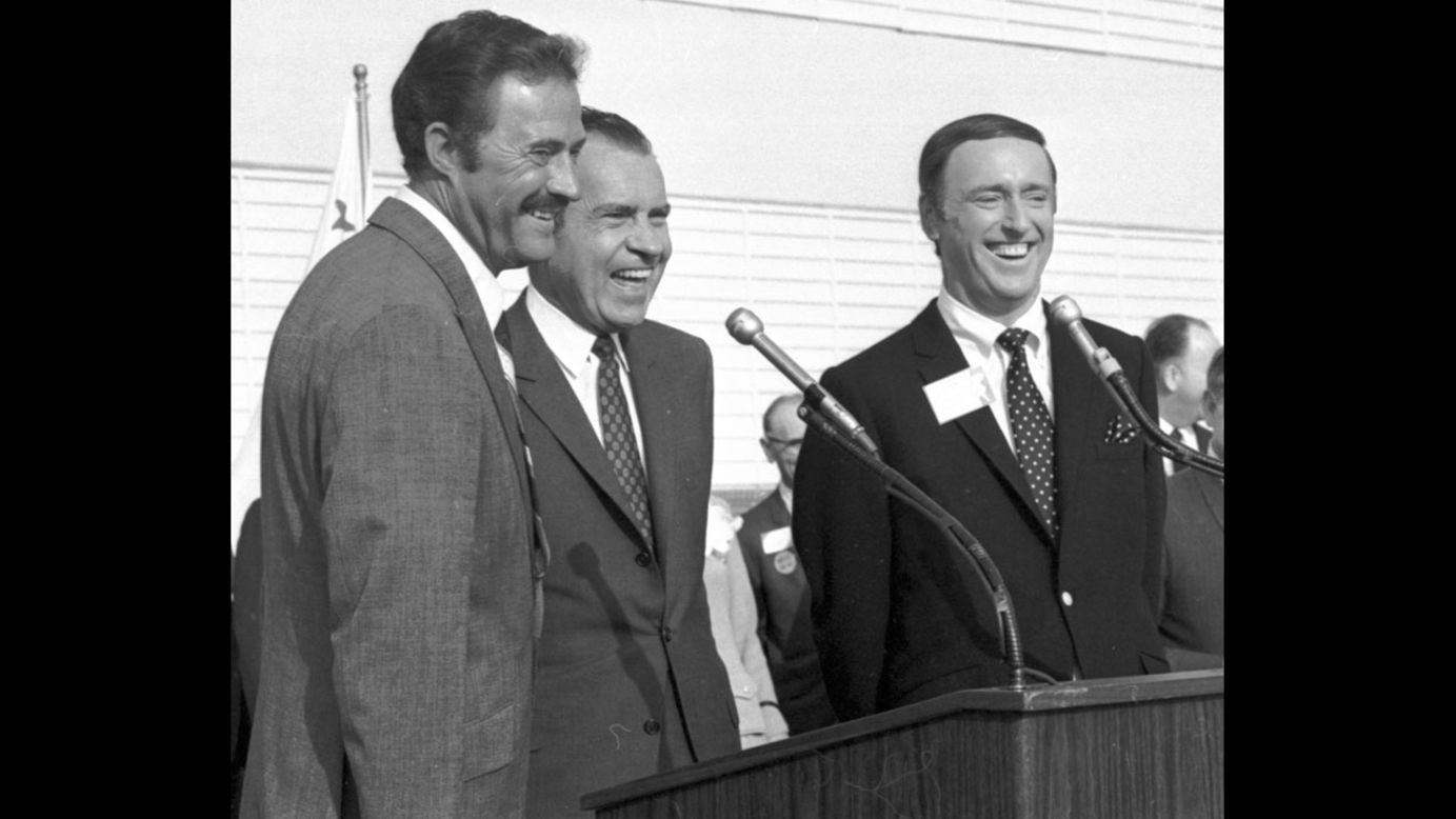 The 1968 presidential campaign went down to the wire, and little things may have made the difference -- such as Richard Nixon, the Republican candidate, going on the popular "Rowan and Martin's Laugh-In" <a href="http://www.youtube.com/watch?v=8qRZvlZZ0DY" target="_blank" target="_blank">to say one of the show's catchphrases</a>: "Sock it to me." Here, Nixon is flanked by Dan Rowan, left, and Dick Martin at an event in October 1968.