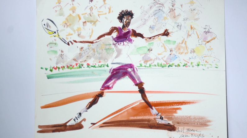 Gael Monfils is just one of the many tennis stars painted at the French Open by Joel Blanc.