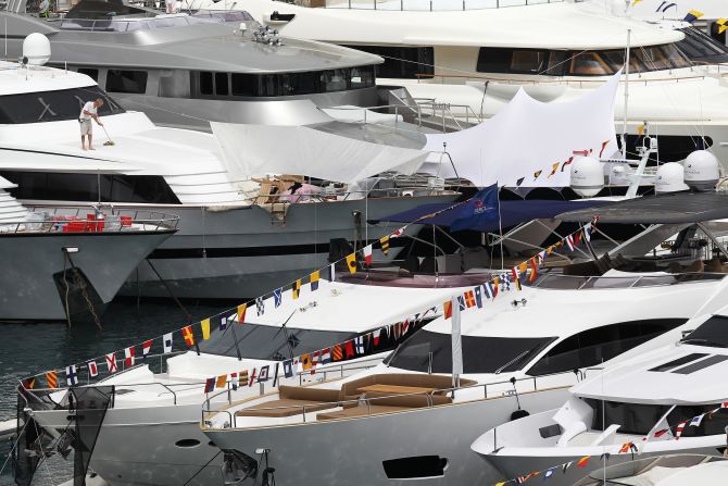 The race may be in a tiny principality but Monaco's Hercule harbor is packed with super yachts during the grand prix weekend.