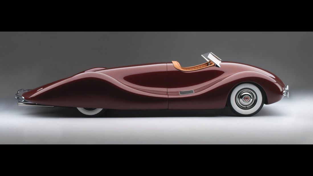 Here's what happens when a mechanical engineer designs a car. Norman Timbs created this vehicle for his personal use, the museum said. Have fun trying to get in the driver's seat. This thing has no doors. It's made from two hand-formed aluminum shapes.