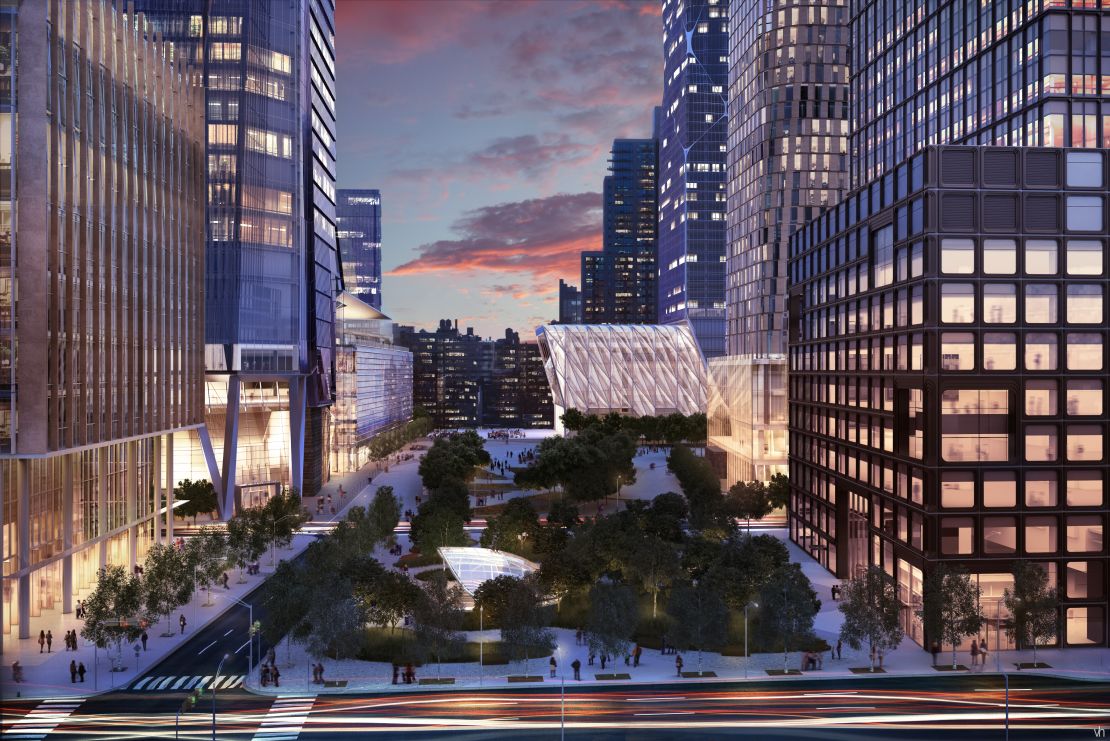 An artist rendering of New York's Hudson Yards smart city project currenly under construction.