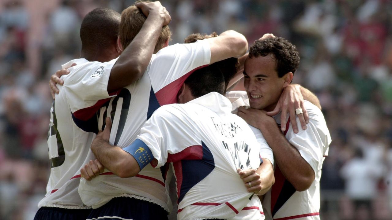 It's one thing to beat Mexico in a friendly or World Cup qualifier, but in the World Cup's Round of 16? Elation. From left to right, Tony Sanneh, Brian McBride, Claudio Reyna and Landon Donovan celebrate McBride's first goal in the match. Donovan would later frost the cake, making it 2-0 and sending the United States to the 2002 quarterfinals against Germany, which they lost controversially.
