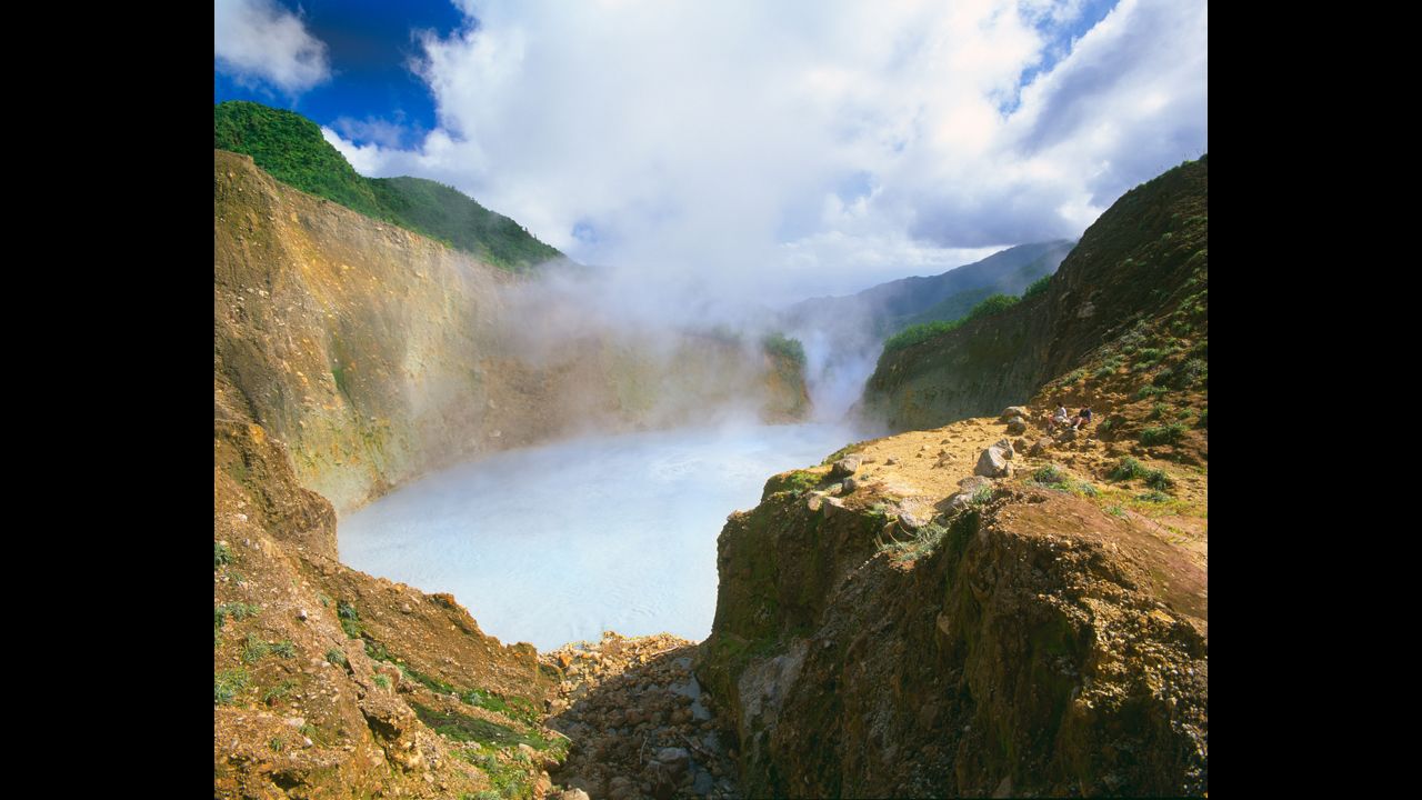 Water at the center of the 200-foot-wide Boiling Lake in Dominica stays in a constant rolling boil so hot that there's no accurate measurement of heat levels at the lake's center. 
