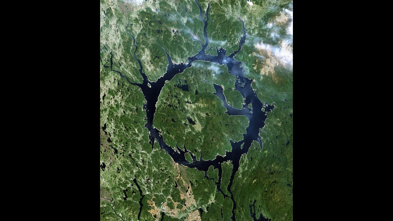 While many lakes are round, Canada's Lake Manicouagan is the only known lake that has been cast into the form of a ring. 
