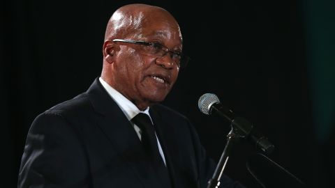 PRETORIA, SOUTH AFRICA - DECEMBER 14: South African president Jacob Zuma speaks during an African National Congress (ANC) led alliance send off ceremony at Waterkloof military airbase on December 14, 2013 in Pretoria, South Africa. The ANC held an official send off ceremony as the body of former South African President prepares to make one final journey to his hometown of Qunu for burial. Mr. Mandela passed away on the evening of December 5, 2013 at his home in Houghton at the age of 95. Mandela became South Africa's first black president in 1994 after spending 27 years in jail for his activism against apartheid in a racially-divided South Africa. (Photo by Justin Sullivan/Getty Images)