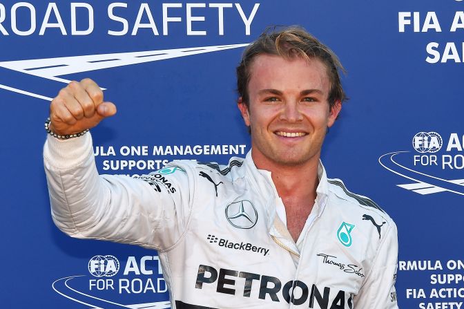 Nico Rosberg was left to celebrate his pole position for Mercedes.