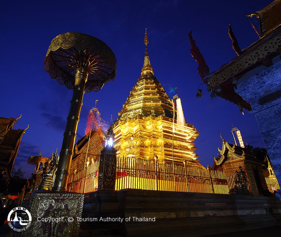 Doi Suthep mountain is the most recognizable landmark in Chiang Mai. Its glimmering mountaintop temple is a popular first stop for visitors.