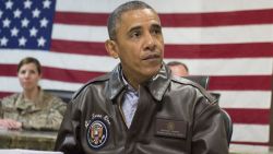 Obama attends a military briefing at Bagram Air Field, north of Kabul on May 25.