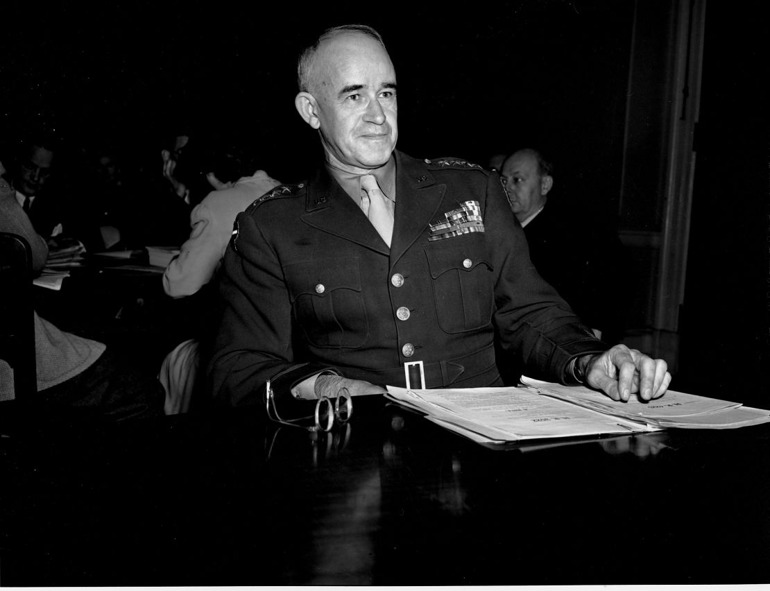 VA head Gen. Omar Bradley at a congressional hearing in 1945 asking for the creation of VA Medical Corps.