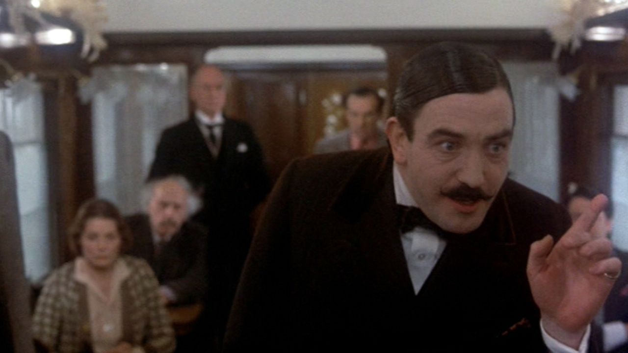Albert Finney played Hercule Poirot, Agatha Christie's famed detective, in an all-star version of "Murder on the Orient Express." The film was directed by Sidney Lumet.