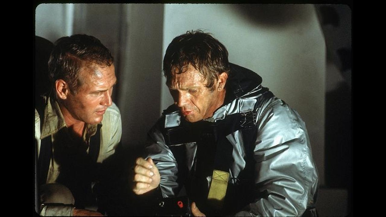 "The Towering Inferno," starring Paul Newman, left, and Steve McQueen, was the biggest of the year's disaster films. Others included "Earthquake" and "Airport 1975."