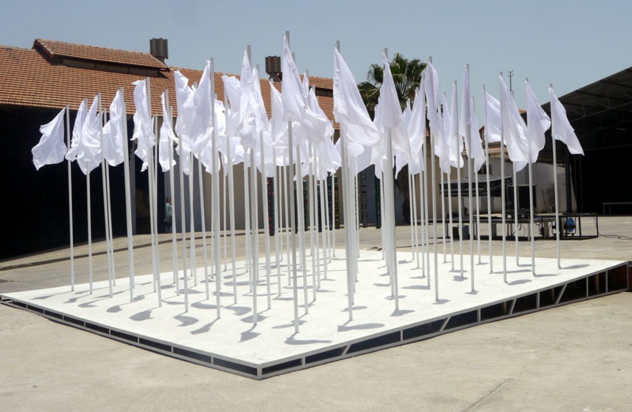 72 (Virgins) on the Sun," 2014 -- sculpture/installation by Mehdi-Georges Lahlou (Morocco/Belgium).