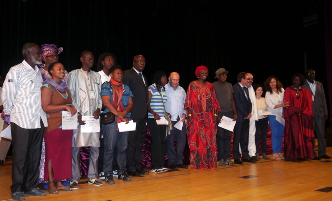 The winners of Dak'Art 2014 were announced on May 9, in an event attended by Senegalese prime minister Aminata Toure (middle).