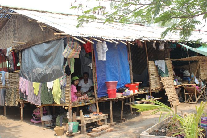 Many people displaced by last year's rioting remain in poor quality, makeshift shelters.