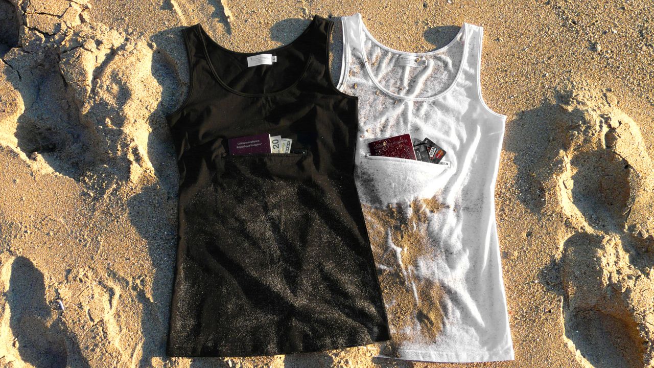 Hidden pockets -- for hiding valuables, collecting sand.