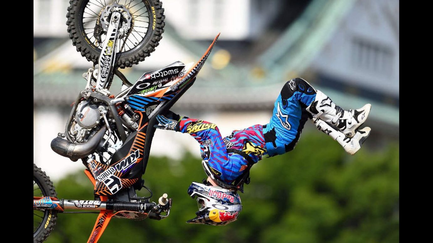 Freestyle motocross rider Levi Sherwood competes in the Red Bull X-Fighters World Tour event in Osaka, Japan, on Saturday, May 24. Sherwood won the event, the second of the tour this season.
