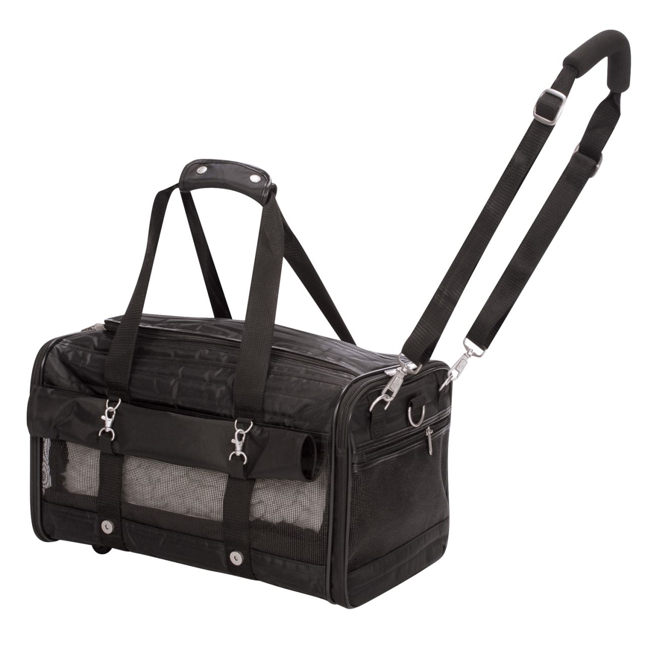 The Ultimate Bag on Wheels pet carrier fits animals up to 16 pounds. 