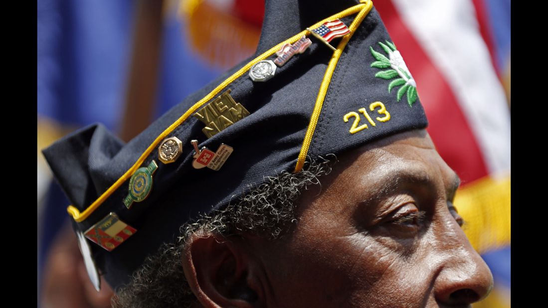 American Legion member Richard Clark participates in the annual Memorial Day observances at the Vicksburg National Cemetery in Vicksburg, Mississippi, on May 26, 2014.
