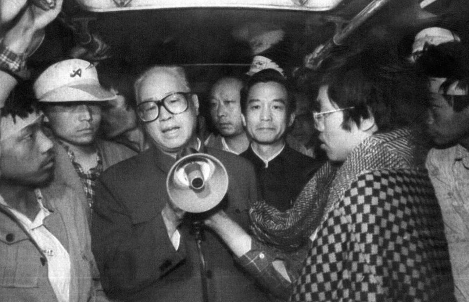 May 19, 1989, the sixth day of hunger strikes. Communist Party General Secretary Zhao Ziyang arrives at Tiananmen Square to address the students. He begins his now-famous speech by saying: "Students, we came too late. We are sorry." The next day, Premiere Li Peng declares martial law in parts of Beijing.