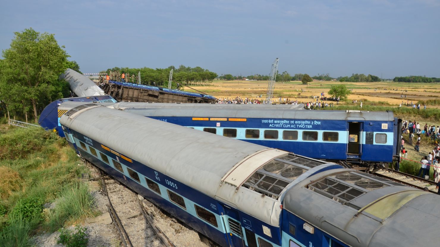 Preliminary reports indicate that six cars of the Gorakhdam Express passenger train collided with a stationary cargo train.